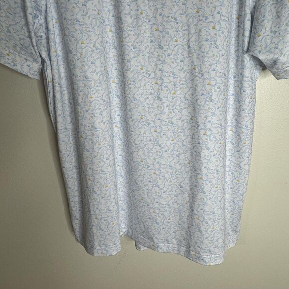 Peter Millar Polo Shirt Mens Large Blue Floral Print Summer Comfort Golf Stretch - Picture 4 of 10